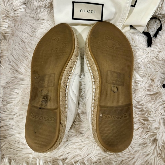 Gucci GG Marmont Women's Espadrille Wedge Sandals White Size 37 - Picture 11 of 13
